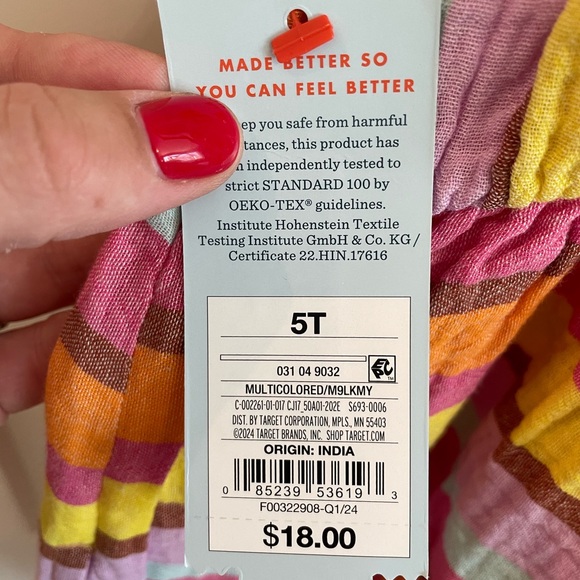 NWT Target Cat & Jack Toddler Girl Striped Dress with keyhole back size 5T - Picture 3 of 3